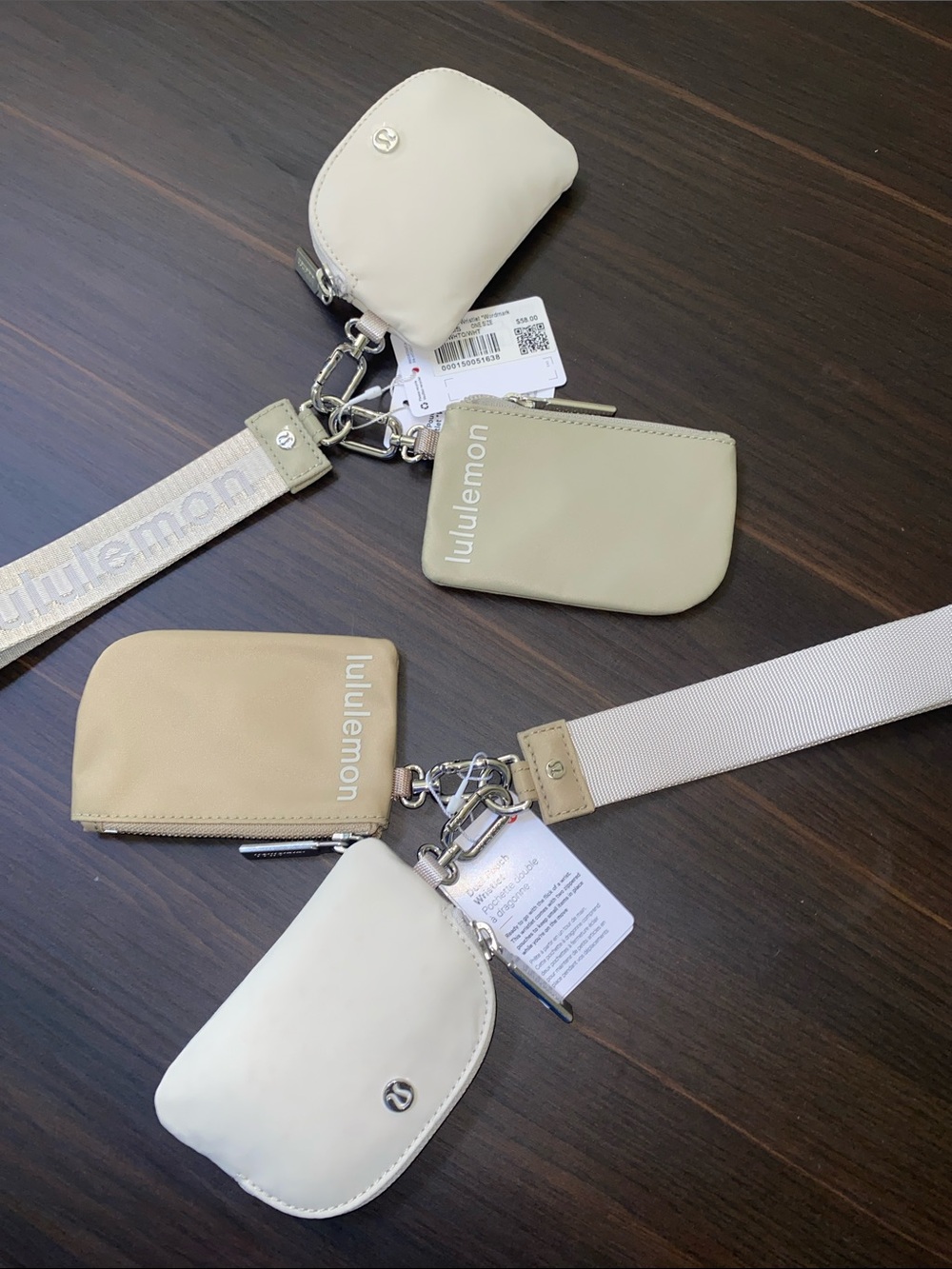 lululemon athletica Beige and Cream Multi-Pouch Card & Key Organizer with Strap